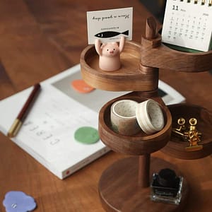 wooden organizer lifestyle shot with stationery