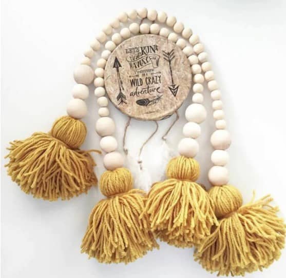 beads with yellow tassels