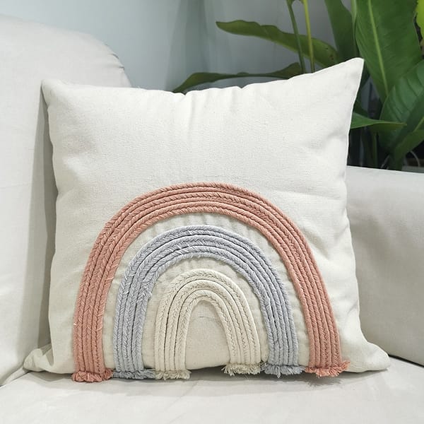 cushion cover rainbow with rainbow embroidery