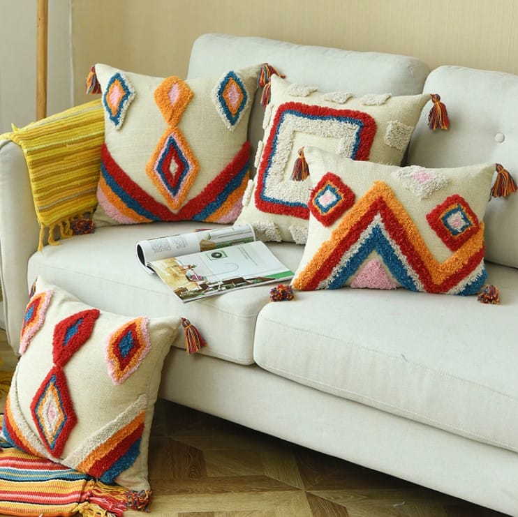 colorful boho cushion cover lifestyle shot top home decor colors